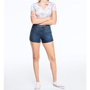 NWT! Victorias Secret PINK High-Waisted Cut Off Shorts Denim Dark Wash 25